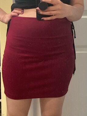 Red Burgundy Cefian Pencil Bodycon Skirt